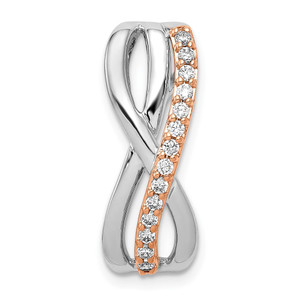 14k Rose and White Gold 1/5ct. Diamond Fancy Twisted Chain Slide