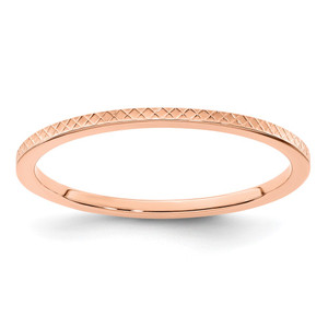 14K Rose Gold 1.2mm Criss-Cross Pattern Stackable Band Size 7.5