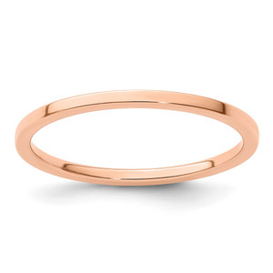 14K Rose Gold 1.2mm Flat Polished Stackable Band Size 6.5