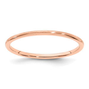14K Rose Gold 1.2mm Half Round Satin Stackable Band Size 8