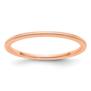 14K Rose Gold 1.2mm Milgrain Stackable Band Size 5.5
