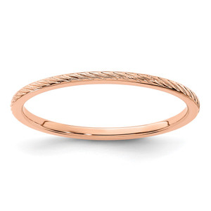 14K Rose Gold 1.2mm Twisted Wire Pattern Stackable Band Size 6.5