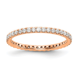 14k Rose Gold 1/2 carat Lab Grown Diamond VS/SI+ G+ Size 7 Shared Prong Eternity Band