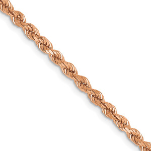 14k Rose Gold 2.75mm Diamond-cut Rope with Lobster Clasp Chain - 02-0468F3DC-4674