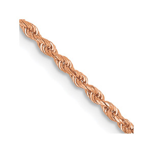 14K Rose Gold 24 inch 1.5mm Diamond-cut Rope with Lobster Clasp Chain