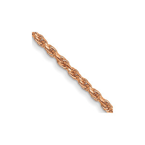 14K Rose Gold 24 inch 1mm Diamond-cut Man Made Rope with Lobster Clasp Chain