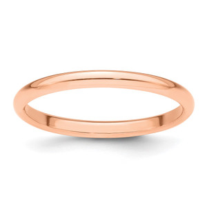 14k Rose Gold 2mm Half Round Wedding Band Size 9