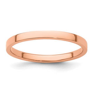 14k Rose Gold 2mm Lightweight Flat Wedding Band Size 5.5