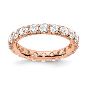 14k Rose Gold 3 carat Lab Grown Diamond VS/SI+ G+ Size 7 Shared Prong Eternity Band