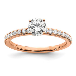 14k Rose Gold 3/4 carat Lab Grown Diamond VS/SI+ G+ Semi Mount Round Size 5 Engagement Ring