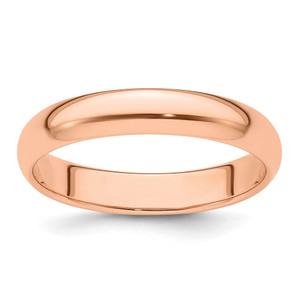 14k Rose Gold 4mm Half Round Wedding Band Size 8.5