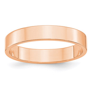 14k Rose Gold 4mm Lightweight Flat Wedding Band Size 9.5