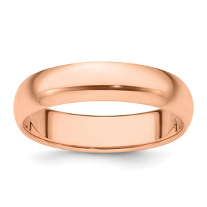 14k Rose Gold 5mm Half Round Wedding Band Size 8.5