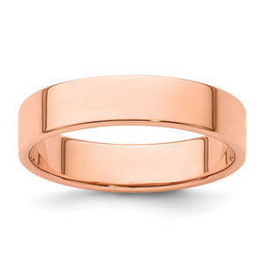 14k Rose Gold 5mm Lightweight Flat Wedding Band Size 8