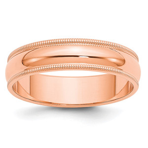 14k Rose Gold 5mm Milgrain Half-Round Wedding Band Size 9.5