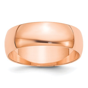 14k Rose Gold 6mm Lightweight Half Round Wedding Band Size 6