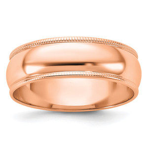 14k Rose Gold 6mm Lightweight Milgrain Half Round Wedding Band Size 10