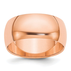 14k Rose Gold 8mm Half Round Wedding Band Size 10