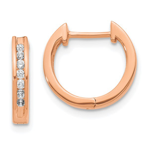 14k Rose Gold Diamond Hinged Hoop Earrings - EM-2CDC5279-6761
