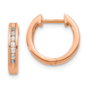 14k Rose Gold Diamond Hinged Hoop Earrings - EM-C185604C-6867