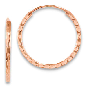 14k Rose Gold Diamond-cut Square Tube Endless Hoop Earrings - TF-46DE1D64-9180