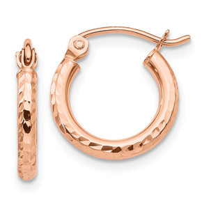 14k Rose Gold Lightweight Diamond-cut Hoop Earrings - TF-B0477A0D-5124