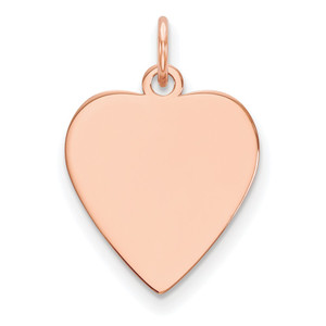 14k Rose Gold Plain .027 Gauge Heart Engravable Disc Charm