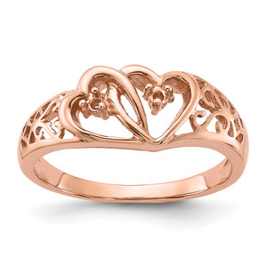 14k Rose Gold Polished .05ct. Diamond Heart Ring Mounting - Y1-A8AE502E-9946