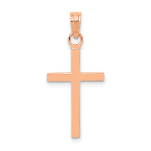 14k Rose Gold Polished Cross Pendant