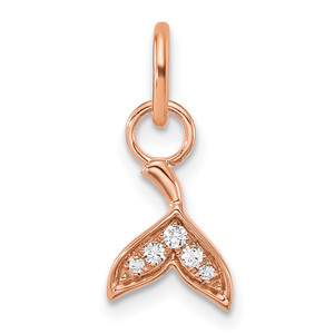 14K Rose Gold Polished Diamond Whale Tail Charm