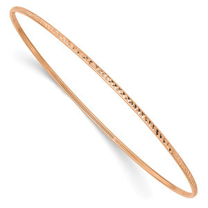 14k Rose Gold Polished Diamond-Cut 1.50mm Slip-on Round Bangle Bracelet