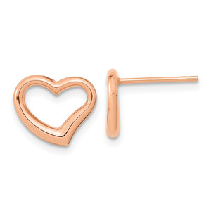 14k Rose Gold Polished Heart Post Earrings - TH-44EA6457-8611