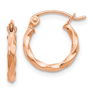 14k Rose Gold Twisted Hoop Earrings - TF-D3D45B63-4198