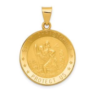 14k Saint Christopher Medal Hollow Pendant - RE-2553D707-2740