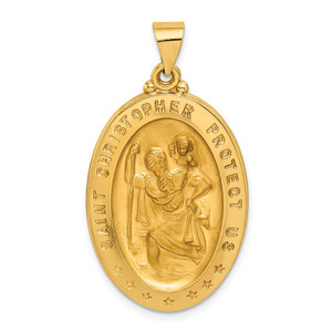 14k Saint Christopher Medal Hollow Pendant - RE-E8CF68FB-7954