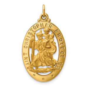 14k Saint Christopher Medal Pendant - XR-B7177044-4232