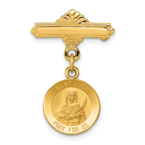 14k Saint Lucy Medal Pin