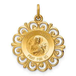 14k Saint Theresa Medal Charm - XR-DE5DBE00-7371