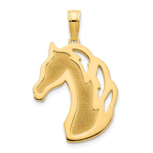 14k Sandblasted Horse Head Charm - D5-3331C591-4770
