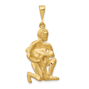 14k Satin Diamond-cut Aquarius Zodiac Charm - C4-0EE86688-3788