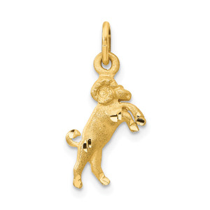 14k Satin Diamond-cut Aries Zodiac Charm - C4-B33449E2-1610