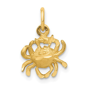 14k Satin Diamond-cut Cancer Zodiac Charm - C4-A8CB1871-3975