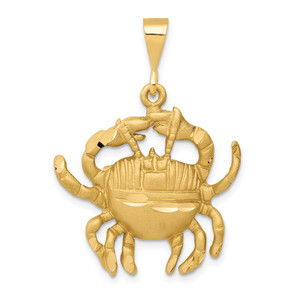 14k Satin Diamond-cut Cancer Zodiac Charm - C4-F8DEF814-8764