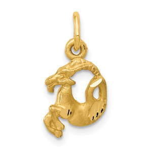 14k Satin Diamond-cut Capricorn Zodiac Charm - C4-DD2D9D8E-1543