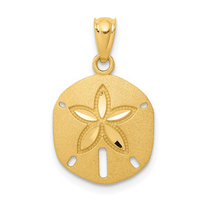 14k Satin Diamond-cut Sand Dollar Pendant - K6-3F42BE19-4750