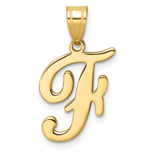 14K Script Letter F Initial Pendant