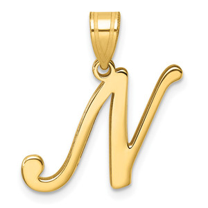 14K Script Letter N Initial Pendant