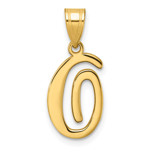 14K Script Letter O Initial Pendant