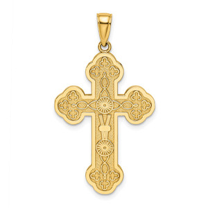 14K Scroll Cross W/ Sunburst Center Charm