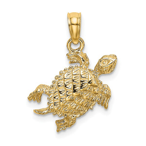 14K Sea Turtle with Tail Charm